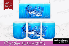 Moray Floral Mug Wrap Sea Blue Mug PNG Sublimation Product Image 1