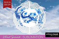 Moray Floral Wind Spinner Sublimation PNG Blue Flowers Round Product Image 1