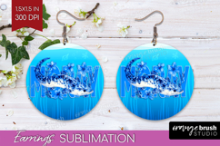 Moray Floral Round Earrings Sea Blue PNG Sublimation Product Image 1