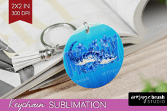 Moray Floral Keychain PNG Sea Blue Keychain Sublimation Product Image 1