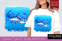 Moray Floral Square Tshirt Background Sea Blue PNG Product Image 1