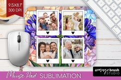 Stained Glass Photo Mouse Pad PNG - Flowers Picture Frame Product Image 1
