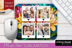 Stained Glass Photo Mouse Pad PNG - Flowers Picture Frame Product Image 1