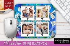 Stained Glass Photo Mouse Pad PNG - Flowers Picture Frame Product Image 1