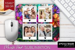 Stained Glass Photo Mouse Pad PNG - Flowers Picture Frame Product Image 1