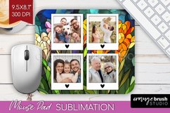 Stained Glass Photo Mouse Pad PNG - Flowers Picture Frame Product Image 1