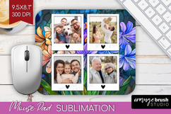 Stained Glass Photo Mouse Pad PNG - Flowers Picture Frame Product Image 1