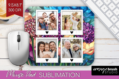 Stained Glass Photo Mouse Pad PNG - Flowers Picture Frame Product Image 1