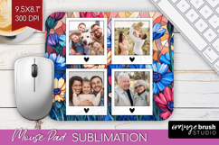 Stained Glass Photo Mouse Pad PNG - Flowers Picture Frame Product Image 1