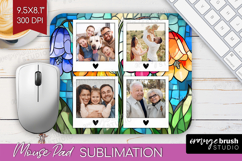 Stained Glass Photo Mouse Pad PNG - Flowers Picture Frame Product Image 1