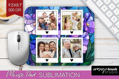 Stained Glass Photo Mouse Pad PNG - Flowers Picture Frame Product Image 1