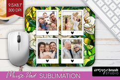 Stained Glass Photo Mouse Pad PNG - Flowers Picture Frame Product Image 1