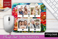 Stained Glass Photo Mouse Pad PNG - Flowers Picture Frame Product Image 1
