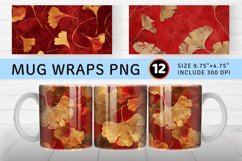 Red and Gold Ginkgo Mug wrap Sublimation Designs Product Image 1