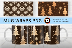 Brown Christmas Mug Wrap Sublimation Designs Product Image 1