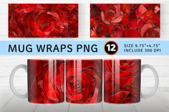 Red Rose Stained Glass Mug Wrap Sublimation Designs Product Image 1