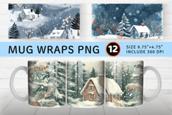 Snowy Winter Cottagecore Mug Wrap Sublimation Designs Product Image 1