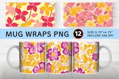 Pink and Yellow Floral Mug wrap Sublimation Designs Product Image 1