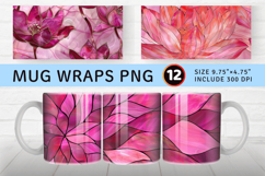 Pink Lotus Stained Glass Mug Wrap Sublimation Designs Product Image 1