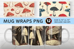 Mushroom Retro Mug Wrap Sublimation Designs Product Image 1