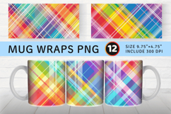 Rainbow Plaid Mug Wrap Sublimation Designs Product Image 1