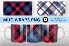 Blue and Red Winter Plaid Mug Wrap Sublimation Designs Product Image 1