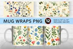 Romantic Retro Cottagecore Wildflowers Mug Wrap Sublimation Product Image 1