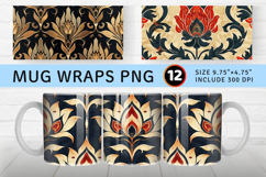Ottoman Lotus Mug Wrap Sublimation Designs Product Image 1