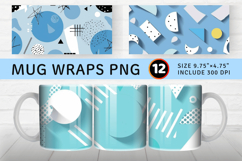 Abstract Baby Blue Memphis Mug Wrap Sublimation Designs Product Image 1