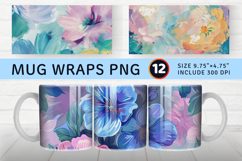 Pastel Oil Paint Flowers Mug Wrap Sublimation Designs Product Image 1