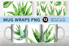 Aloe Vera Watercolor Mug Wrap Sublimation Designs Product Image 1