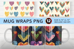 Cute Knitted Hearts Mug Wrap Sublimation Designs Product Image 1