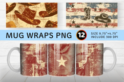 Cowboy Fabric Rustic Mug Wrap Sublimation Designs Product Image 1