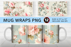 Vintage French Flower Mug Wrap Sublimation Designs Product Image 1