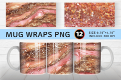 Rose and Gold Glitter Mug Wrap Sublimation Designs Product Image 1