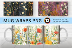 Wild Meadow Flowers Mug Wrap Sublimation Designs Product Image 1