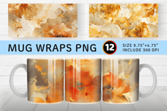Gold Alcohol Ink Flowers Mug Wrap Sublimation Designs Product Image 1
