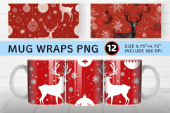 Red Festive Snowflakes Christmas Mug Wrap Sublimation Design Product Image 1