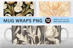 Ornamental Cream Tulip Mug Wrap Sublimation Designs Product Image 1