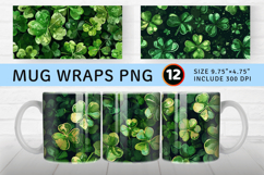 Glittery Shamrock Mug Wrap Sublimation Designs Product Image 1