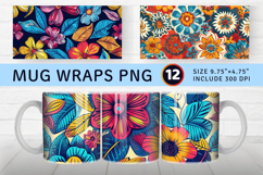 Flower Boho Mug Wrap Sublimation Designs Product Image 1