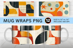 Abstract Mid Century Mug Wrap Sublimation Designs Product Image 1