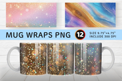 Iridescent and Gold Glitter Mug Wrap Sublimation Designs Product Image 1