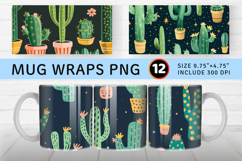 Fun Cactus Mug Wrap Sublimation Designs Product Image 1