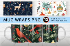 Festive Christmas Mug Wrap Sublimation Designs Product Image 1