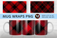 Red Plaid Mug Wrap Sublimation Designs Product Image 1