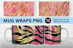 Pink and Gold Tiger Mug Wrap Sublimation Designs Product Image 1