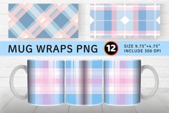 Baby Blue Pink Pastel Plaid Checkered Mug wrap Sublimation D Product Image 1