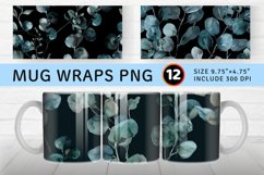Dark Watercolor Eucalyptus Mug wrap Sublimation Designs Product Image 1