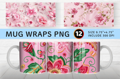 Pink Embroidery Flowers Mug Wrap Sublimation Designs Product Image 1